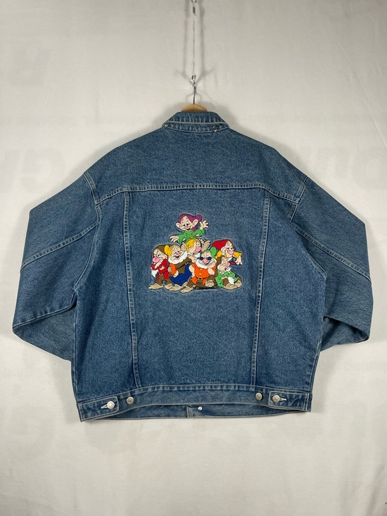 Disney Other - Vtg Disney Snow White 7 Dwarfs Blue Denim Jean Jacket Mens Sz L